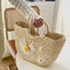Stella Ring Handle Woven Straw Daisy Clutch - - Luxury bags by WAAMII
