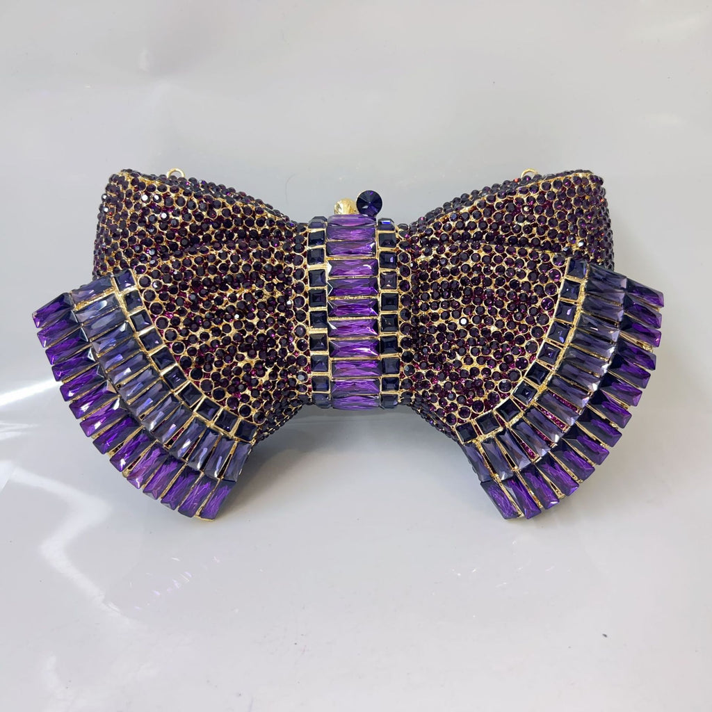 Myra Crystal Luxury Butterfly Clutch Purse - Dark Purple 02 - Luxury bags by WAAMII