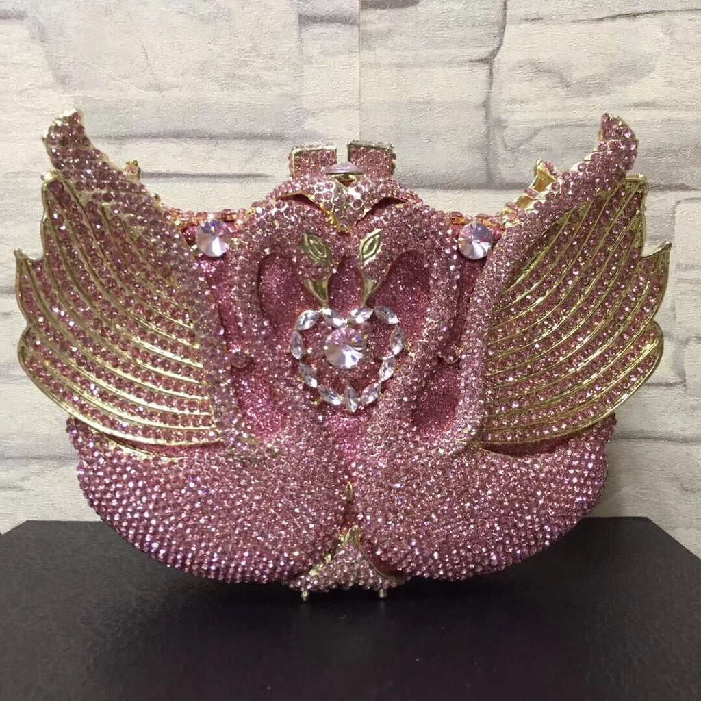 Swan Embrace Crystal Evening Clutch in Pink - WAAMII