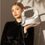 Classic Leather Dumpling Bag with Beaded Handle