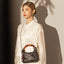 Classic Leather Dumpling Bag with Beaded Handle