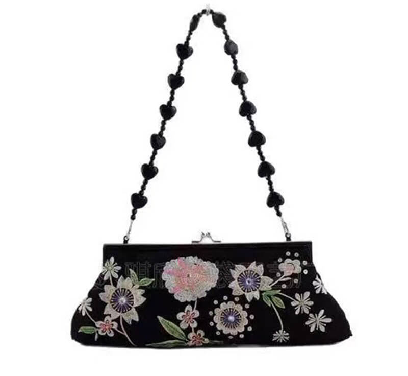 Elegant Handcrafted Beaded Embroidery Clip Clutch Purse