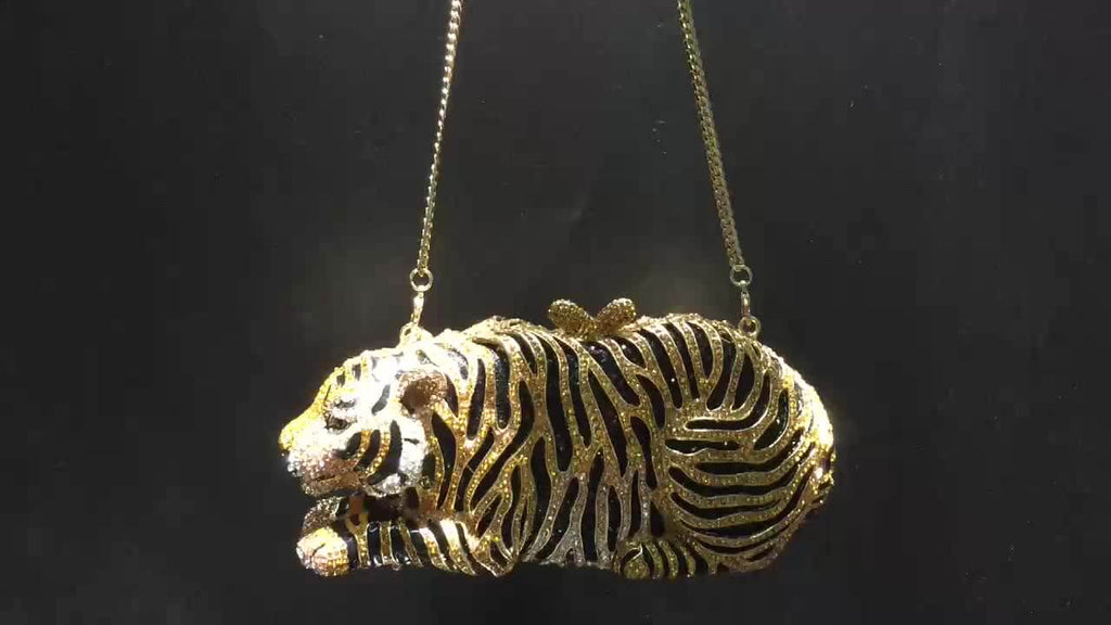 Crystal Tiger Rhinestone Clutch - Main product view (1) - WAAMII
