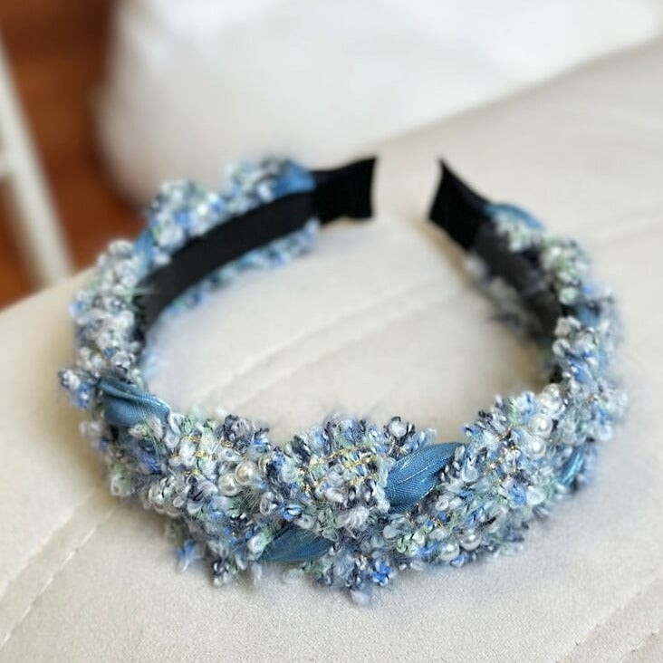 Handwoven Fabric Pearl Wrapped Headband - - Luxury Accessories by WAAMII