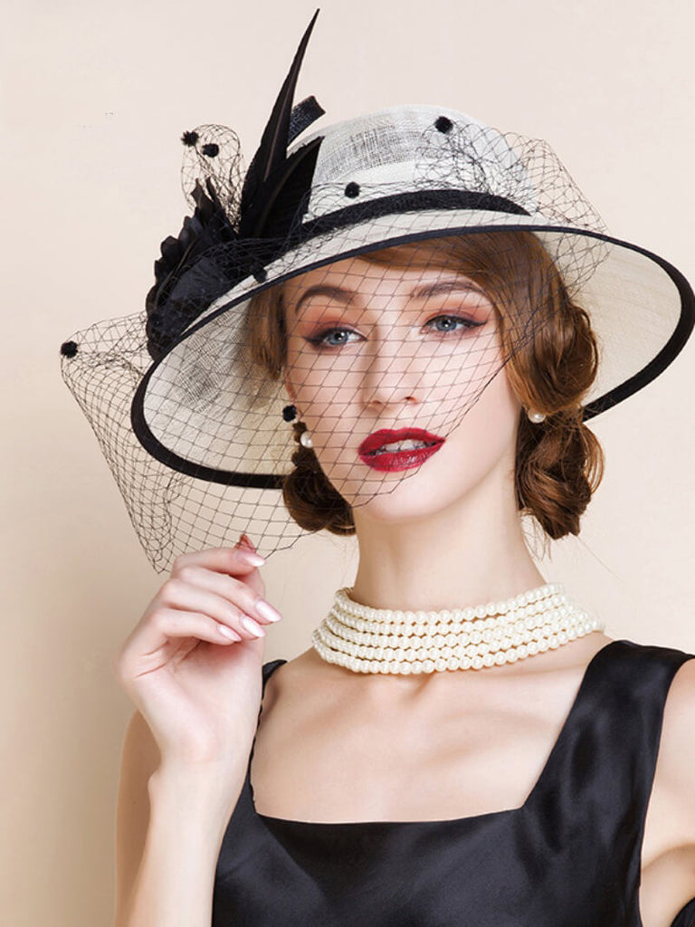British Style Feather Mesh Fascinator Hat – Church Wedding Hat