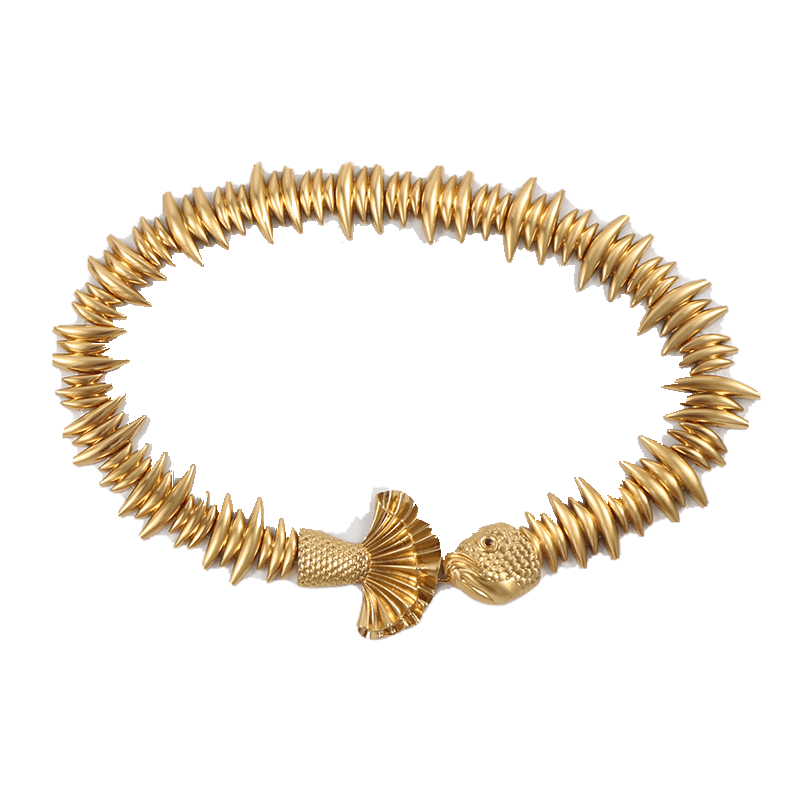 Gold Statement Fish Shell Design Stretch Belt for Women
