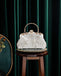 Pearl White Handcrafted Beaded Satin Clip Clutch