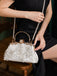 Pearl White Handcrafted Beaded Satin Clip Clutch