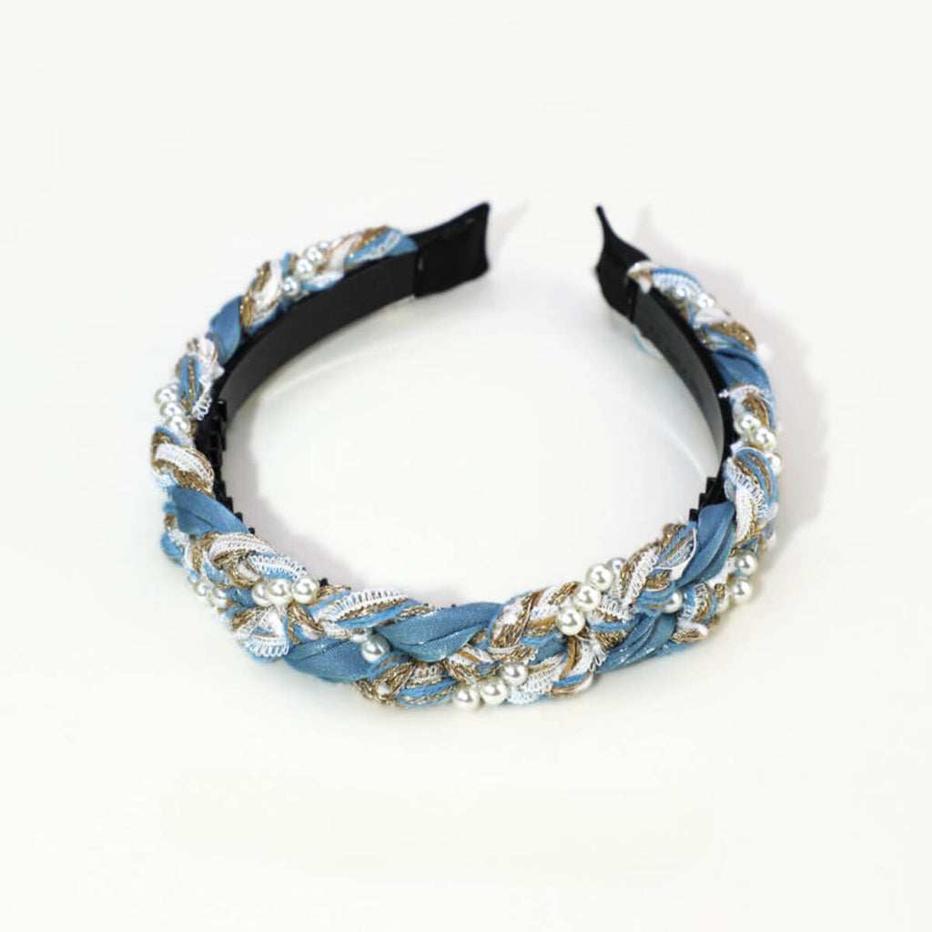 Handwoven Fabric Pearl Wrapped Headband - 01 - Luxury Accessories by WAAMII