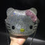 Handhold of Crystal Kitty Cat Minaudiere - Silver Pinkbow- Luxury bags by WAAMII