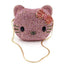 Crystal Kitty Cat Minaudiere - Pink With Gold Chain-Luxury Animal Shaped Clutch by WAAMII