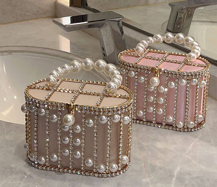 Lisa Pearl Beaded Clutch Bridal Handbag - - Luxury bags by WAAMII