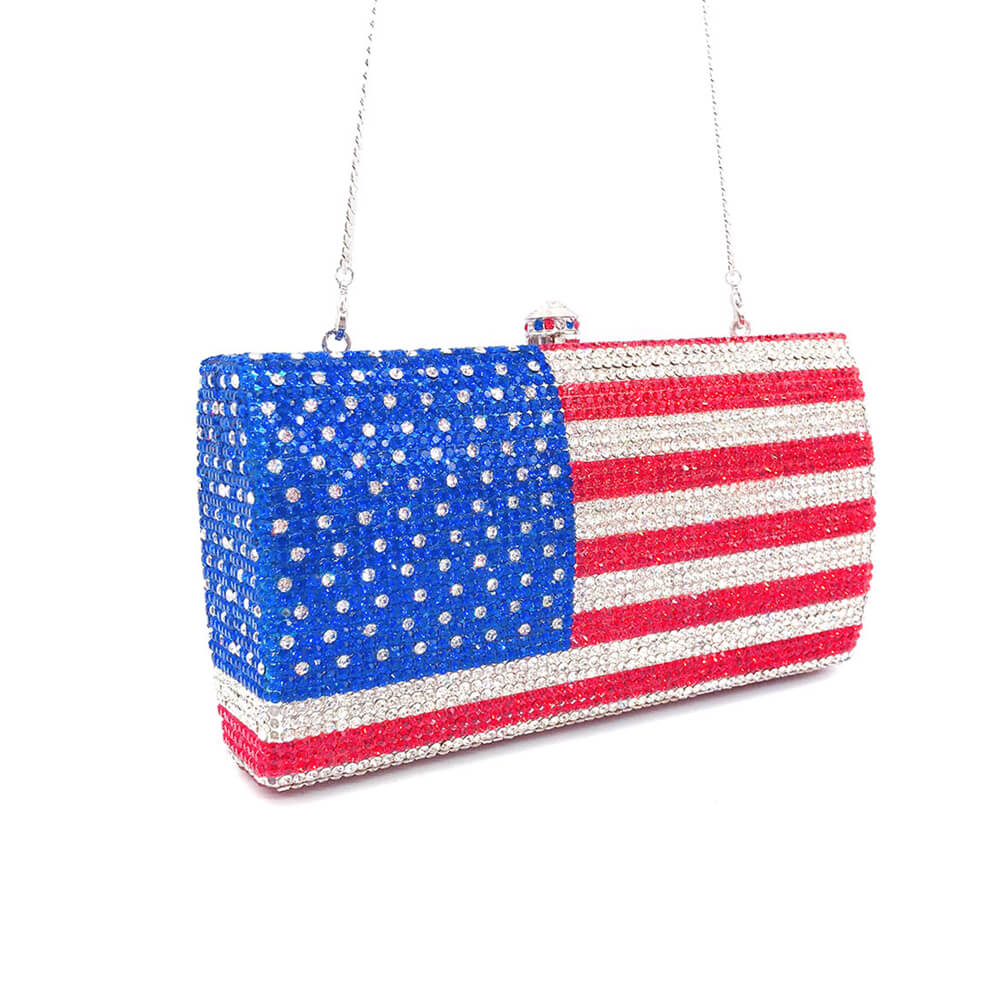 Luxury Crystal American Flag Clutch Bag - - Luxury bags by WAAMII