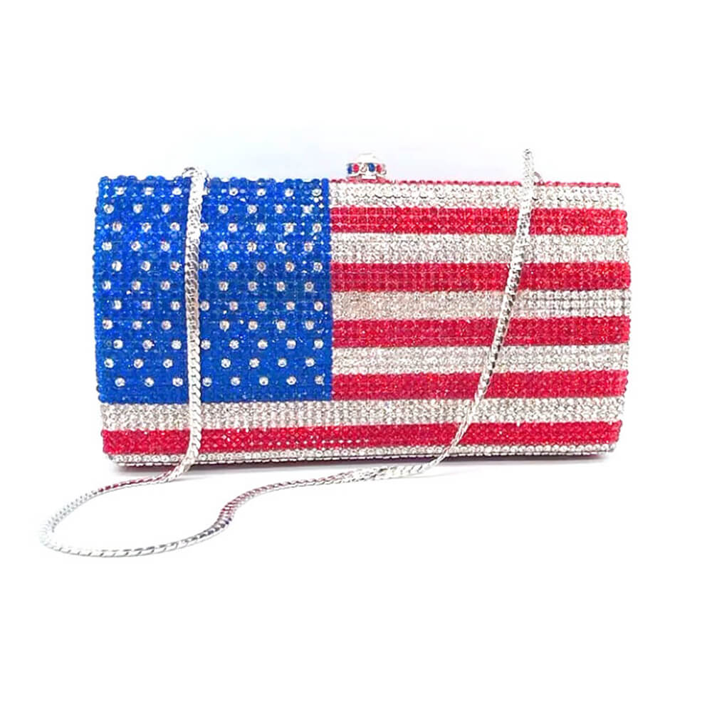 Luxury Crystal American Flag Clutch Bag - - Luxury bags by WAAMII