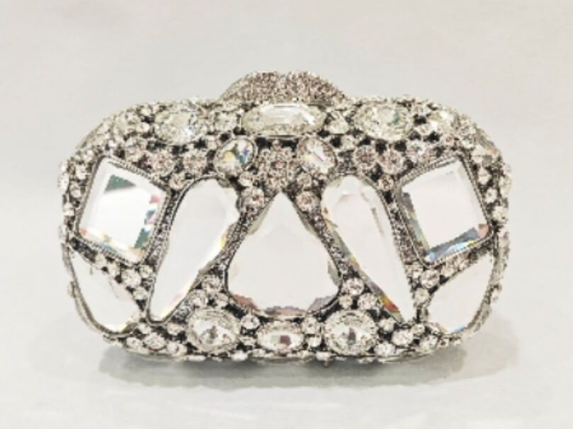 Lyra Crystal Diamond Stone Purse - silver - WAAMII - (silver)