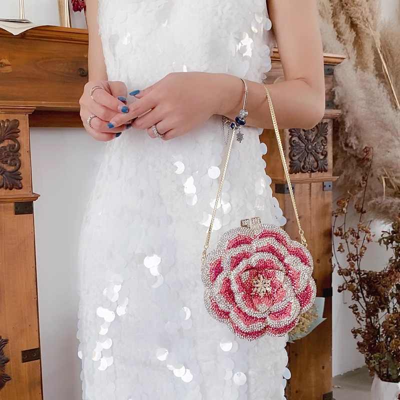 Rosalie Flower Shaped Clutch Rhinestone Purse - - Luxury bags by WAAMII