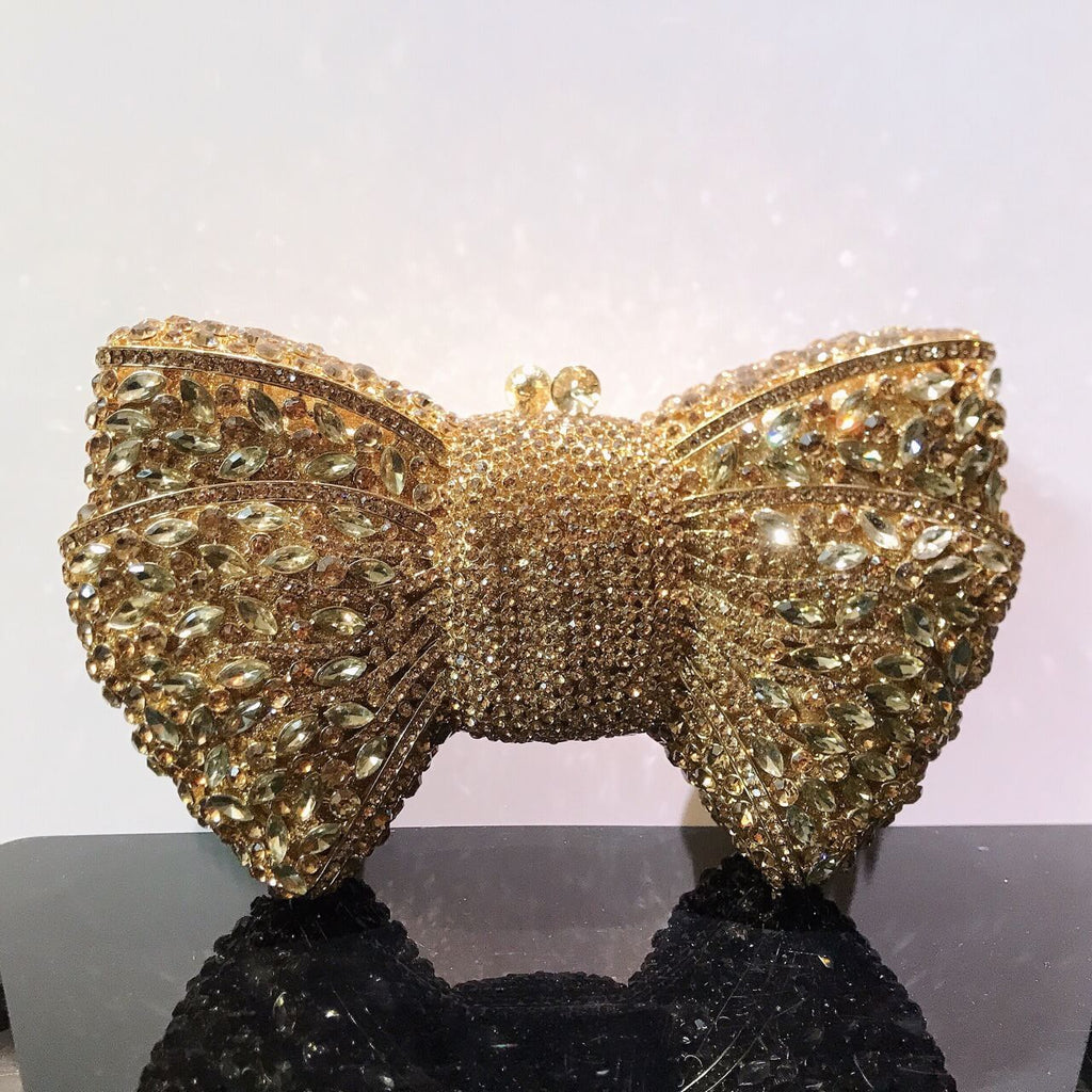 Molly Rhinestone Multicolor Butterfly Clutch Purse - Gold - Luxury bags by WAAMII
