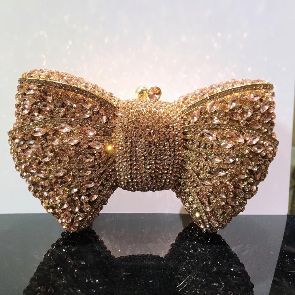 Molly Rhinestone Multicolor Butterfly Clutch Purse - Champagne - Luxury bags by WAAMII