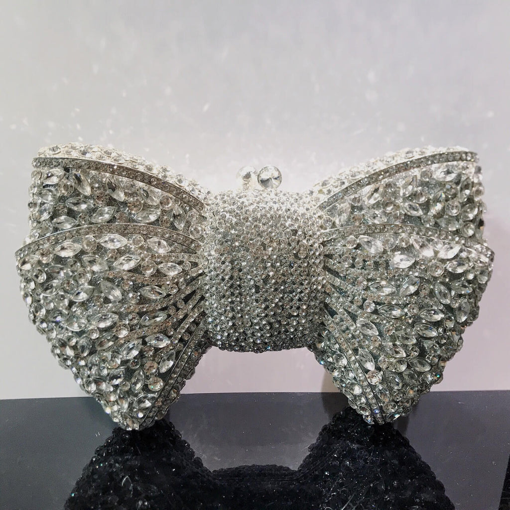 Molly Rhinestone Multicolor Butterfly Clutch Purse - Silver - Luxury bags by WAAMII