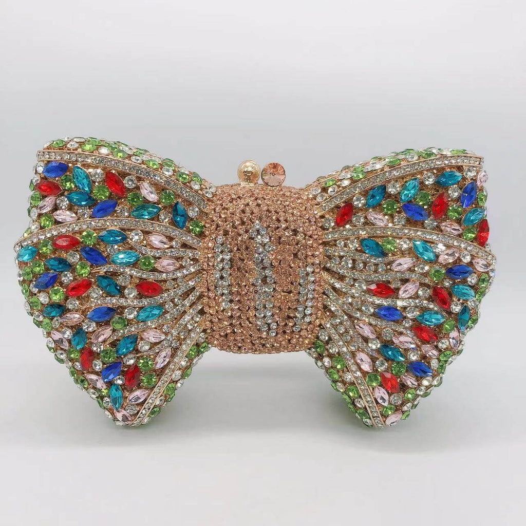 Molly Rhinestone Multicolor Butterfly Clutch Purse - Rainbow - Luxury bags by WAAMII