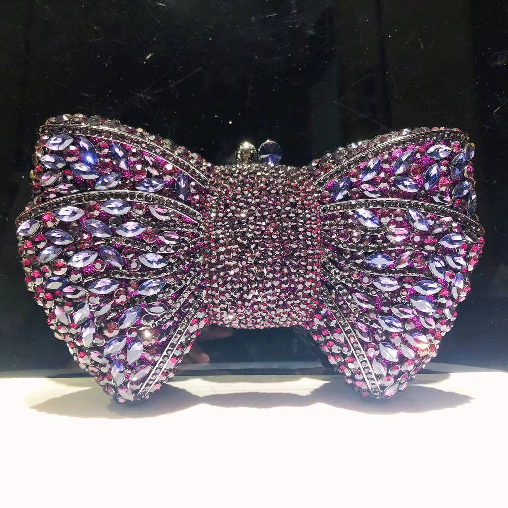 Molly Rhinestone Multicolor Butterfly Clutch Purse - Purple - Luxury bags by WAAMII
