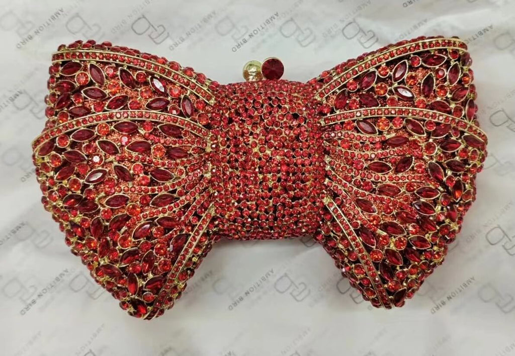 Molly Rhinestone Multicolor Butterfly Clutch Purse - Red 02 - Luxury bags by WAAMII