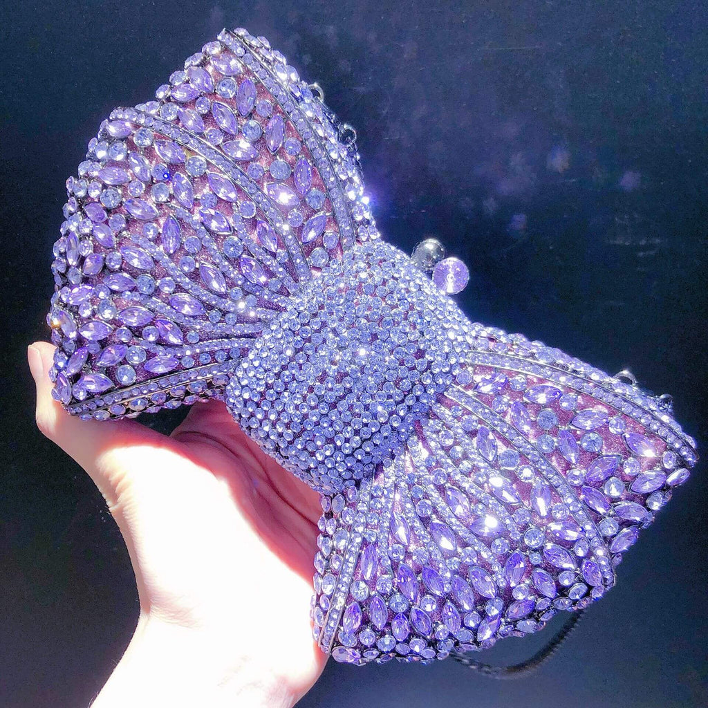 Molly Rhinestone Multicolor Butterfly Clutch Purse - Violet - Luxury bags by WAAMII