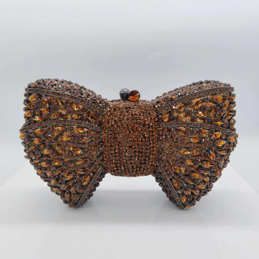Molly Rhinestone Multicolor Butterfly Clutch Purse - Brown - Luxury bags by WAAMII