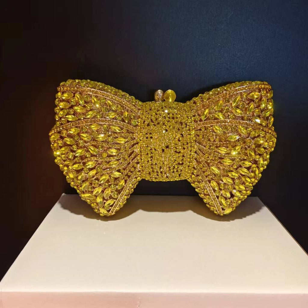 Molly Rhinestone Multicolor Butterfly Clutch Purse - Lemon Yellow - Luxury bags by WAAMII
