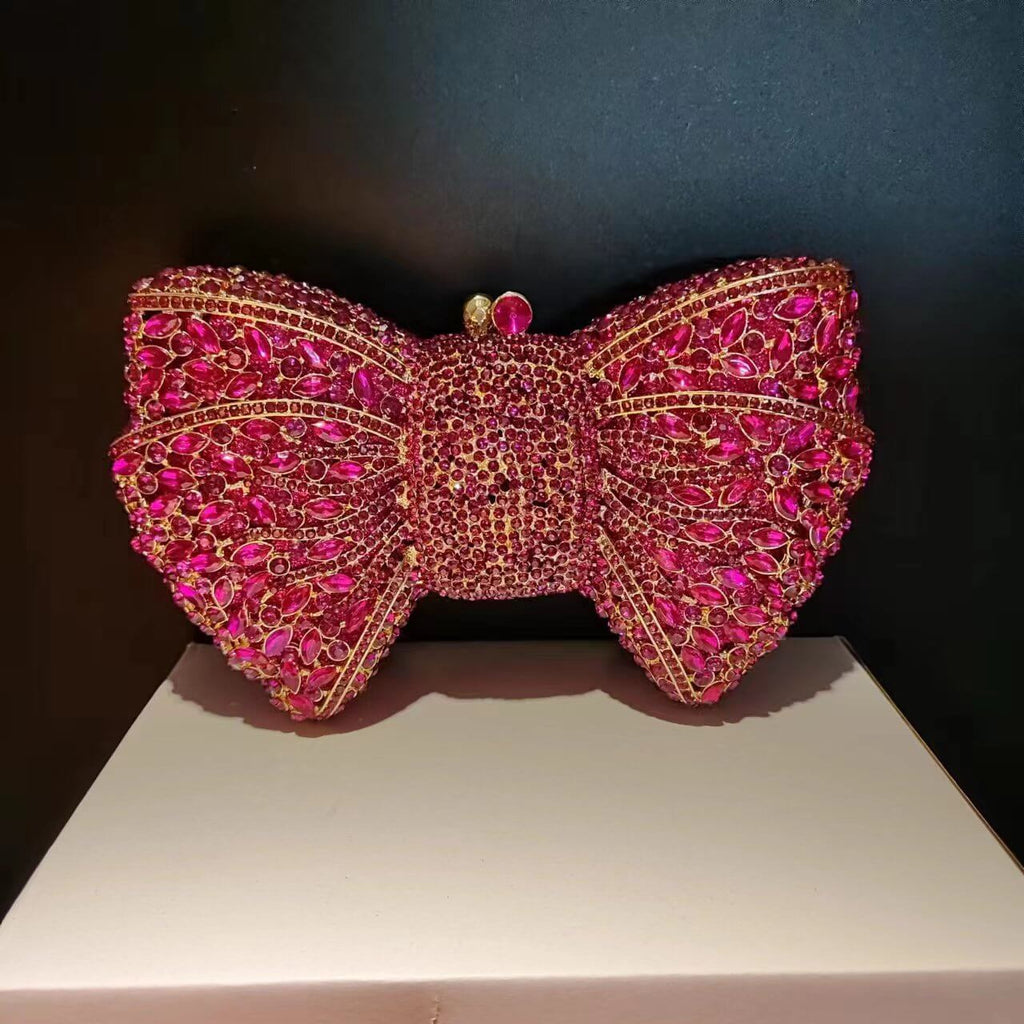 Molly Rhinestone Multicolor Butterfly Clutch Purse - Rose Red - Luxury bags by WAAMII
