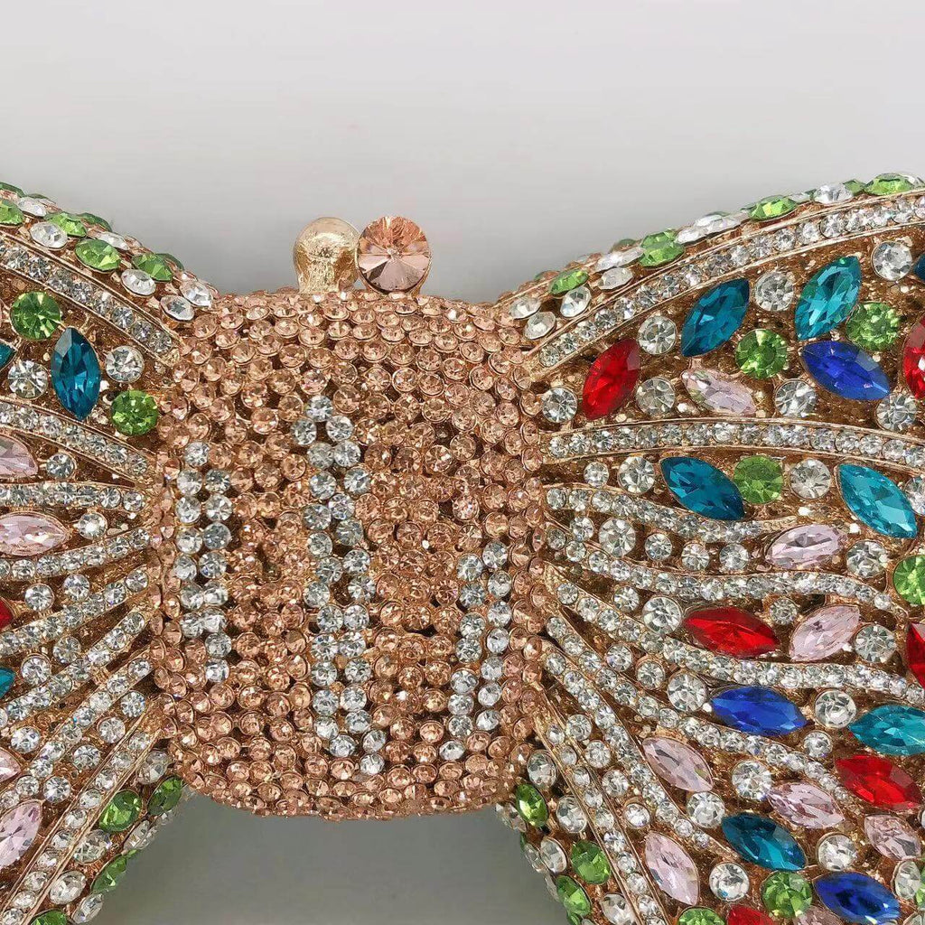 Molly Rhinestone Multicolor Butterfly Clutch Purse bags WAAMII