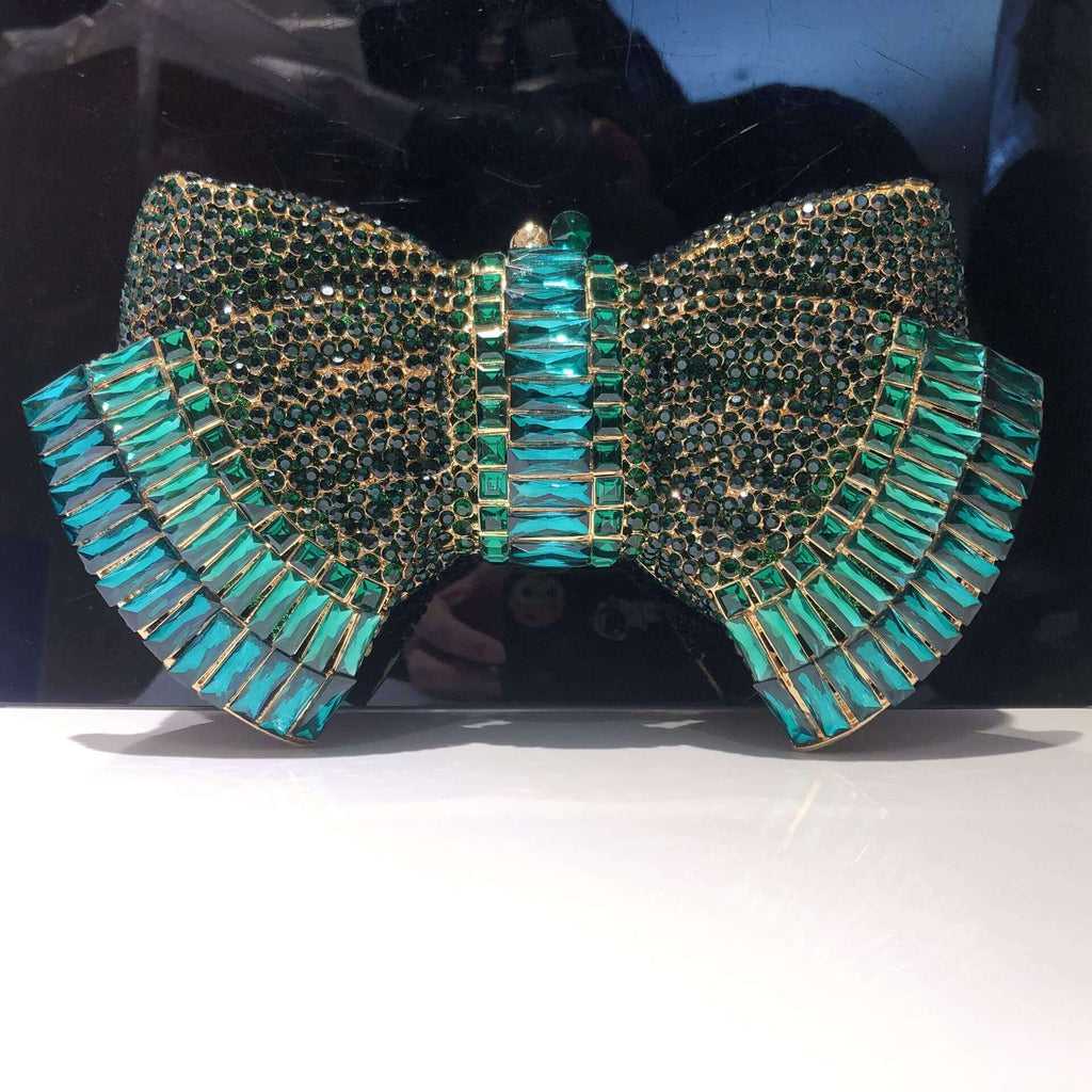 Myra Crystal Luxury Butterfly Clutch Purse - Dark Green 01 - Luxury bags by WAAMII