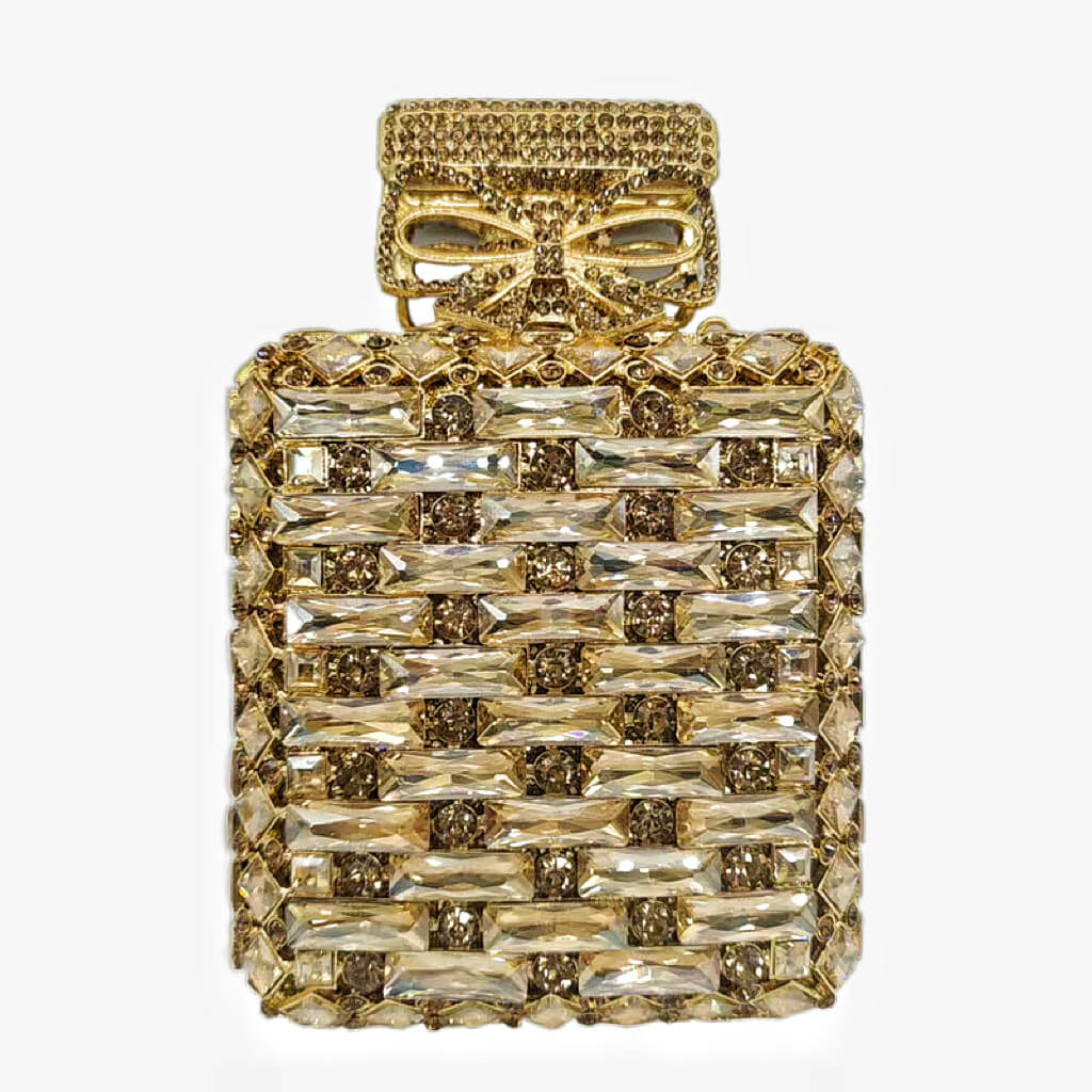 Perfume Bottle Shaped Rhinestone Clutch - Crystal Yellow - Luxury bags by WAAMII