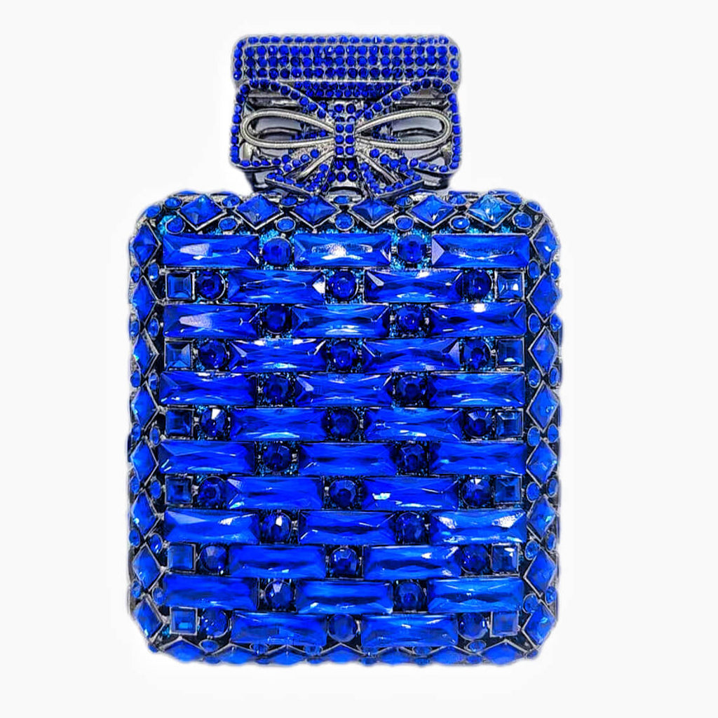 Perfume Bottle Shaped Rhinestone Clutch - Blue - Luxury bags by WAAMII