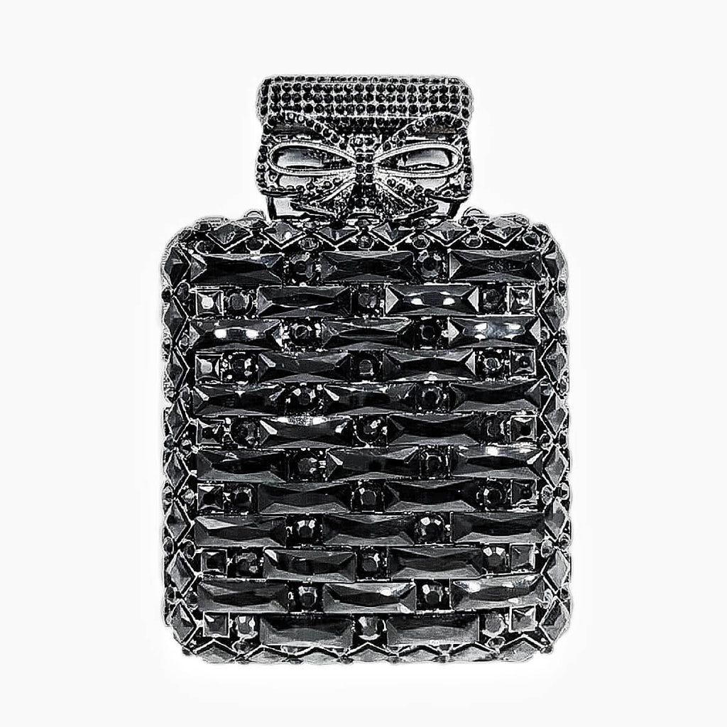 Perfume Bottle Shaped Rhinestone Clutch - Black - Luxury bags by WAAMII