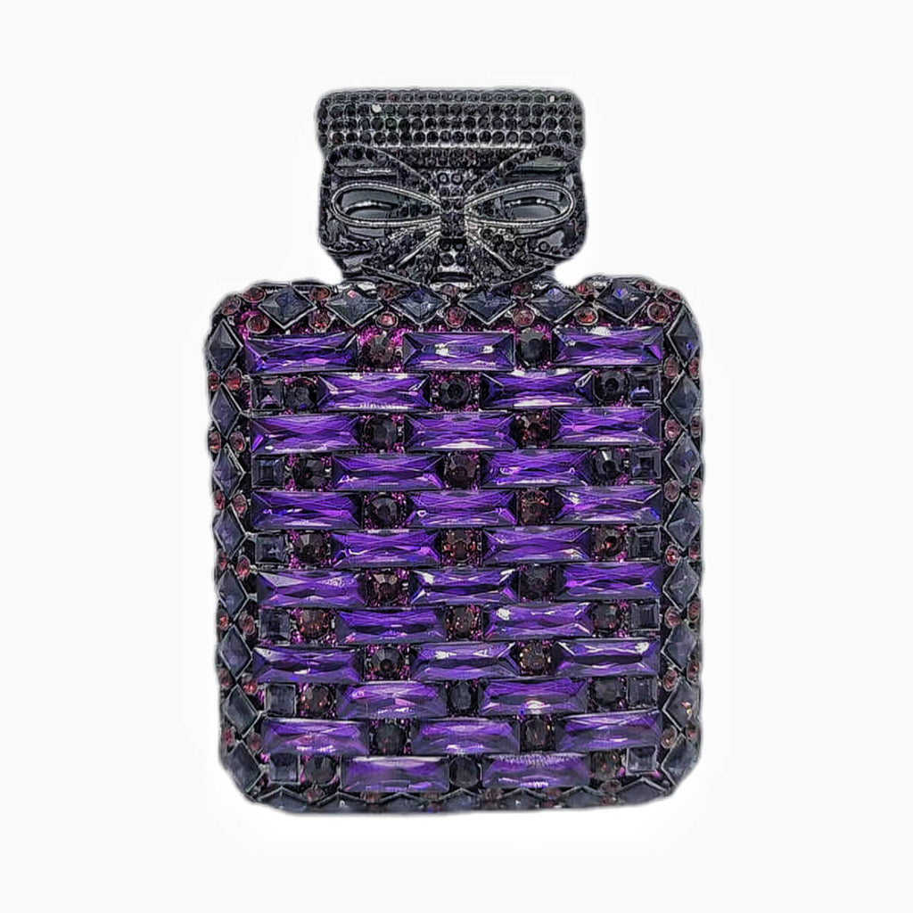 Perfume Bottle Shaped Rhinestone Clutch - Dark Purple - Luxury bags by WAAMII