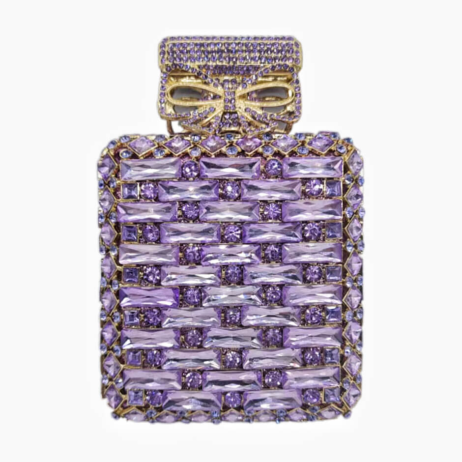 Perfume Bottle Shaped Rhinestone Clutch - Violet - Luxury bags by WAAMII