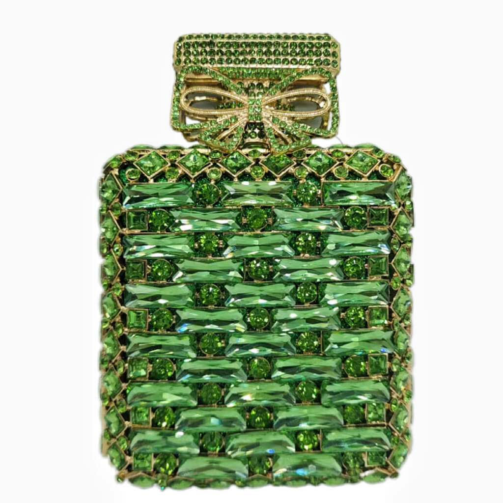 Perfume Bottle Shaped Rhinestone Clutch - Apple Green - Luxury bags by WAAMII