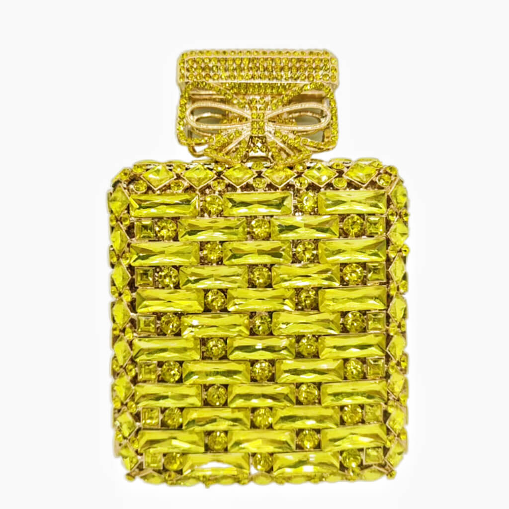 Perfume Bottle Shaped Rhinestone Clutch - Lemon Yellow - Luxury bags by WAAMII