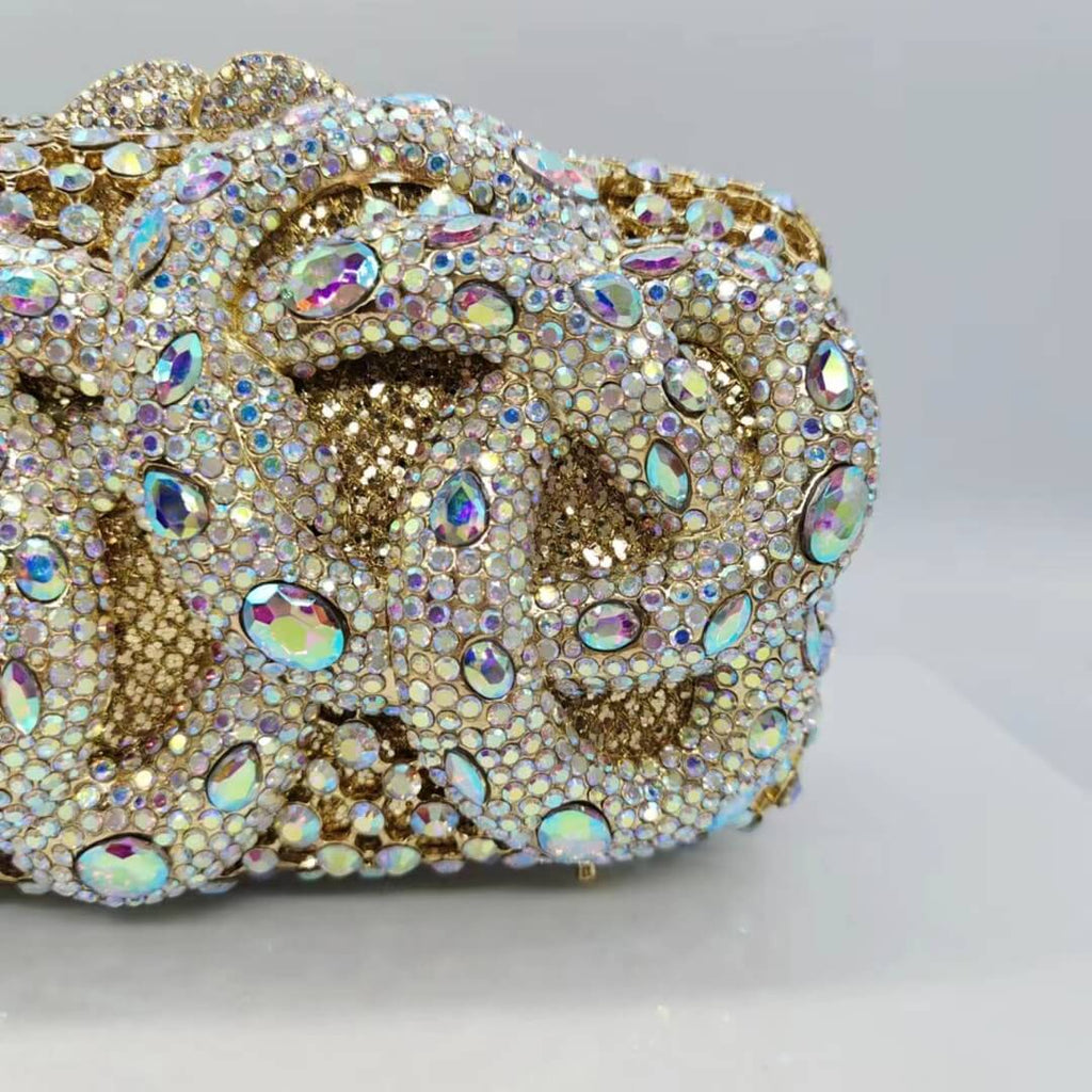 Python Rectangular Snake Bejeweled Clutch - Main View 03 - WAAMII