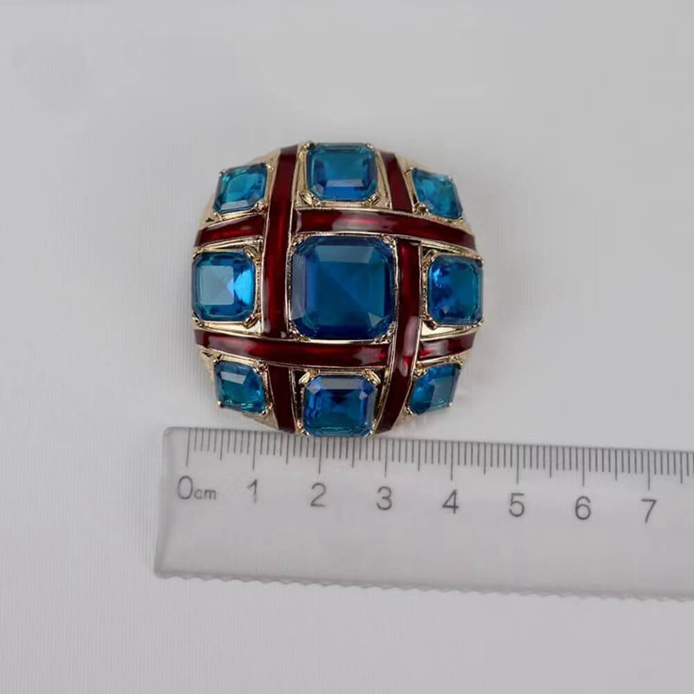 Red Cross Blue Crystalline Glazed Brooch Pins - - Luxury Jewelry by WAAMII