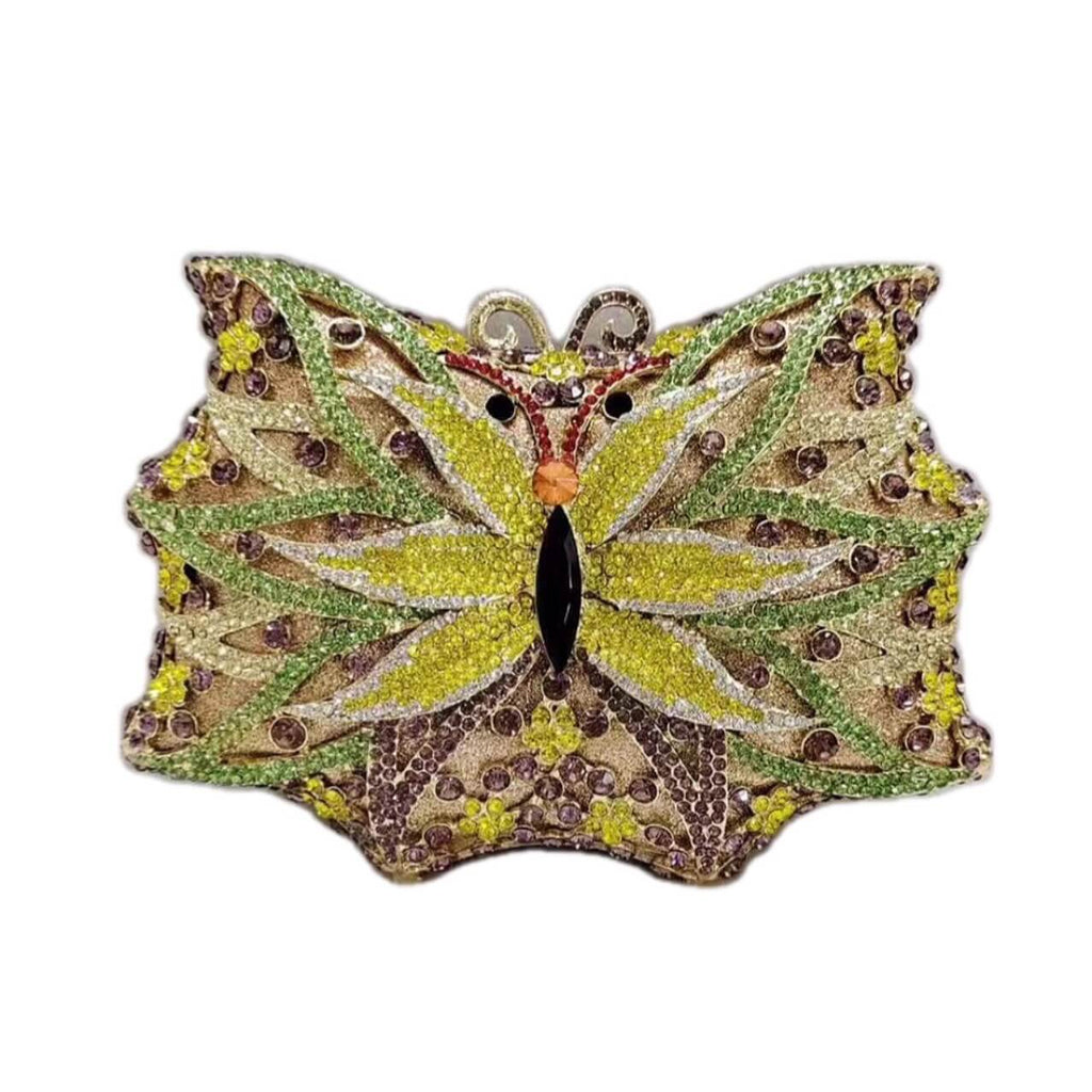 Twilight Butterfly Jeweled Clutch - Gold rainbow - WAAMII