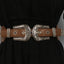 Wide Waist Belt with Vintage Engraved Buckles