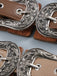 Wide Waist Belt with Vintage Engraved Buckles