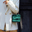 Designer Bag Golden Tone Cloud Mini Satin Box Clutch-Dark Green - - Luxury bags by WAAMII