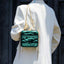 Designer Bag Golden Tone Cloud Mini Satin Box Clutch-Dark Green - - Luxury bags by WAAMII