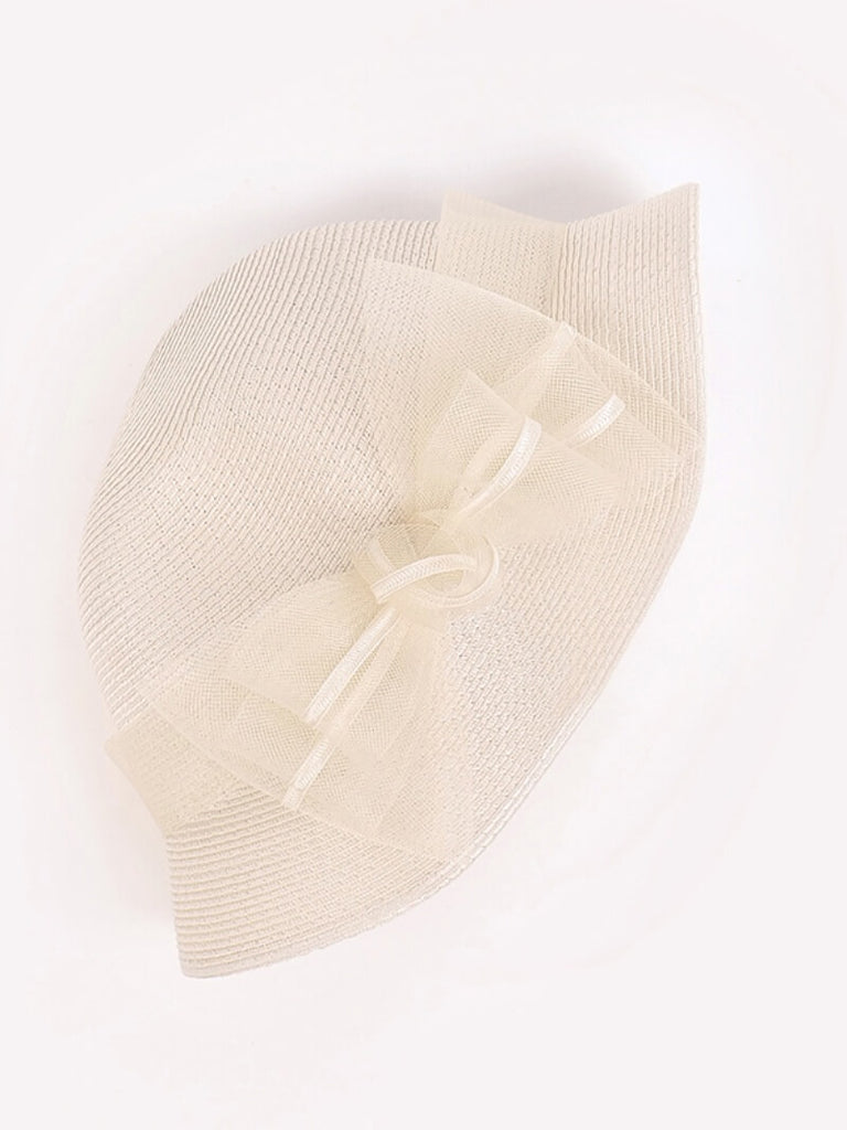 Light Brown Polypropylene Hat with Bow Accent – Sun Protection