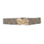 Wide Elastic Women's Belt with Gold Floral Buckle for Dresses-WG112