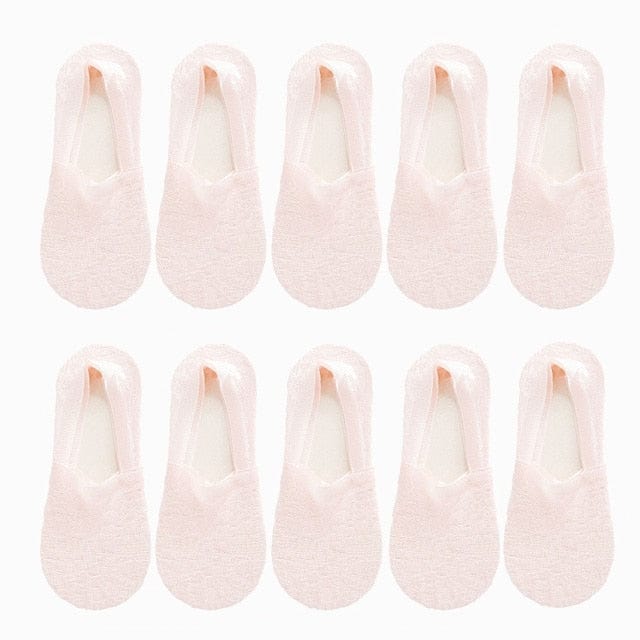 10 Pairs New Fashion Invisible Antiskid Lace Socks Accessories WAAMII Pink Suit for 35-40 