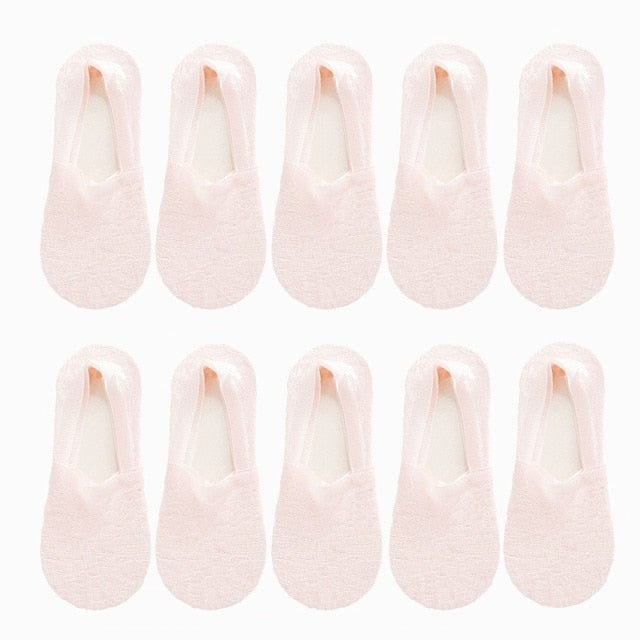 10 Pairs New Fashion Invisible Antiskid Lace Socks Accessories WAAMII Pink Suit for 35-40